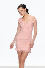 Mesh Ruch Mini Dress
