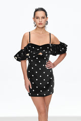 Off Shoulder Mini Dress In Black