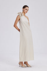 Flower One Shoulder Maxi Dress