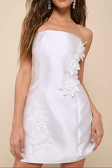 Charming Destiny White 3D Floral Mini Dress