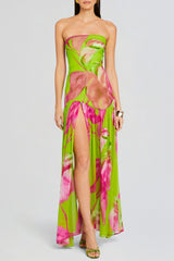 Floral Print Maxi Dress - Green