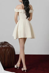 A-line Open Shoulder Mini Dress