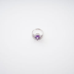 Eleonore Purple Pear Cut Gemstone Sterling Silver Adjustable Ring