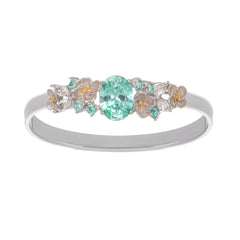 Green Crystal Embellished Sterling Silver Ring