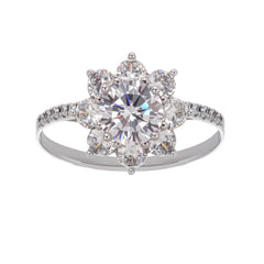 Sterling Silver Flower Shaped Zircon Gemstone Ring