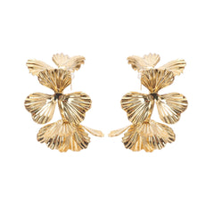 Faux-Flower Gold Earrings
