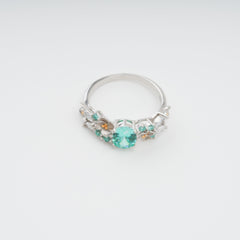 Green Crystal Embellished Sterling Silver Ring