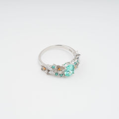 Green Crystal Embellished Sterling Silver Ring