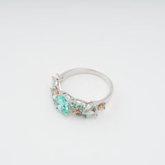 Green Crystal Embellished Sterling Silver Ring