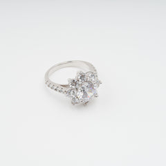 Sterling Silver Flower Shaped Zircon Gemstone Ring
