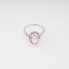 Pink Pear Shaped Gemstone Sterling Silver Ring