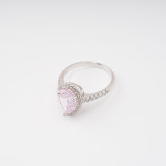 Pink Pear Shaped Gemstone Sterling Silver Ring