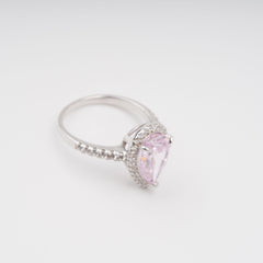 Pink Pear Shaped Gemstone Sterling Silver Ring