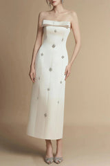 Sheath Straight Across Neck Taffeta Midi Dress