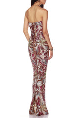 Fireworks Pattern Sequin Embroidery Maxi Dress