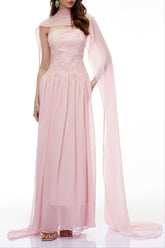 Pink Floral Embroidered Maxi Dress