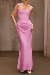Sleeveless Corset Maxi Dress In Pink