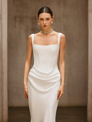 Sleeveless Corset Maxi Dress In White