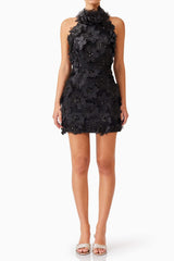 Cherry Blossom Mini Dress in Black