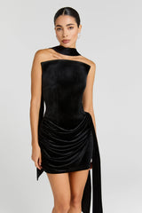 Ribbon Mini Dress in Black