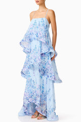 Maxi Dress In Baby Blue Floral