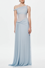 Off Shoulder Twist Maxi Dress - Blue