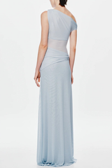 Off Shoulder Twist Maxi Dress - Blue