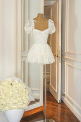 Puff Lace Mini Dress