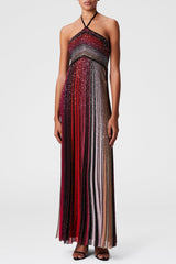 Halter Gradient Knit Maxi Dress - Red