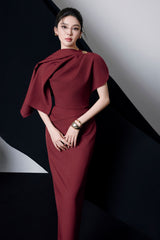 Sleeve Midi Dress in Burgundy