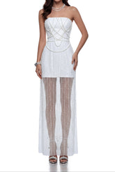 Crisscross Sheer Mesh Maxi Dress