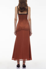Brown Maxi Dress with Bow