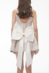 Cream Square Neck Floral Print Mini Dress