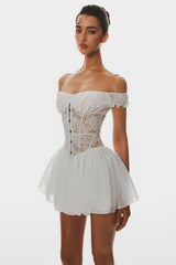 Off Shoulder Lace Corset Mini Dress
