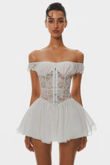 Off Shoulder Lace Corset Mini Dress