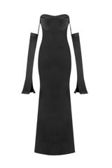 Off Shoulder Corset Maxi Dress - Black