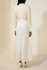 Sleeve Ruched Tie Up Midi Dress - Apricot