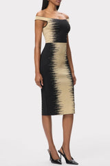 Off Shoulder Gradient Midi Bandage Dress
