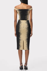 Off Shoulder Gradient Midi Bandage Dress