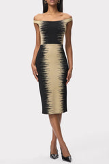 Off Shoulder Gradient Midi Bandage Dress