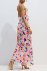 Embroidered Ses Backless Maxi Dress