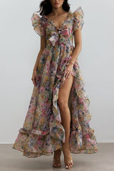Print Ruffle Maxi Dress