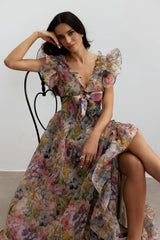 Print Ruffle Maxi Dress