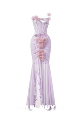 3D Flower Maxi Dress in Purple