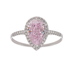 Pink Pear Shaped Gemstone Sterling Silver Ring