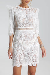 Lace-Embroidered Mini Dress