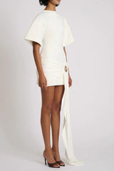 Embellished Mini Dress - White