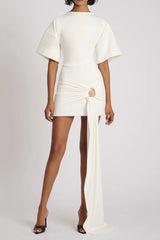 Embellished Mini Dress - White
