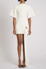 Embellished Mini Dress - White