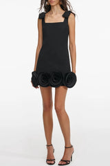 Floral Mini Dress - Black